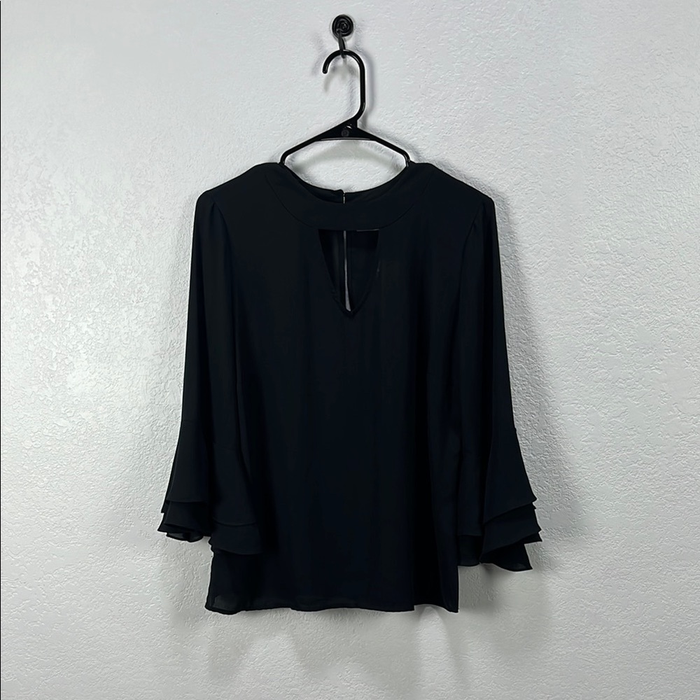 New York & Company Soho Size S Flare Sleeves Black Blouse Women Top Whimsigoth